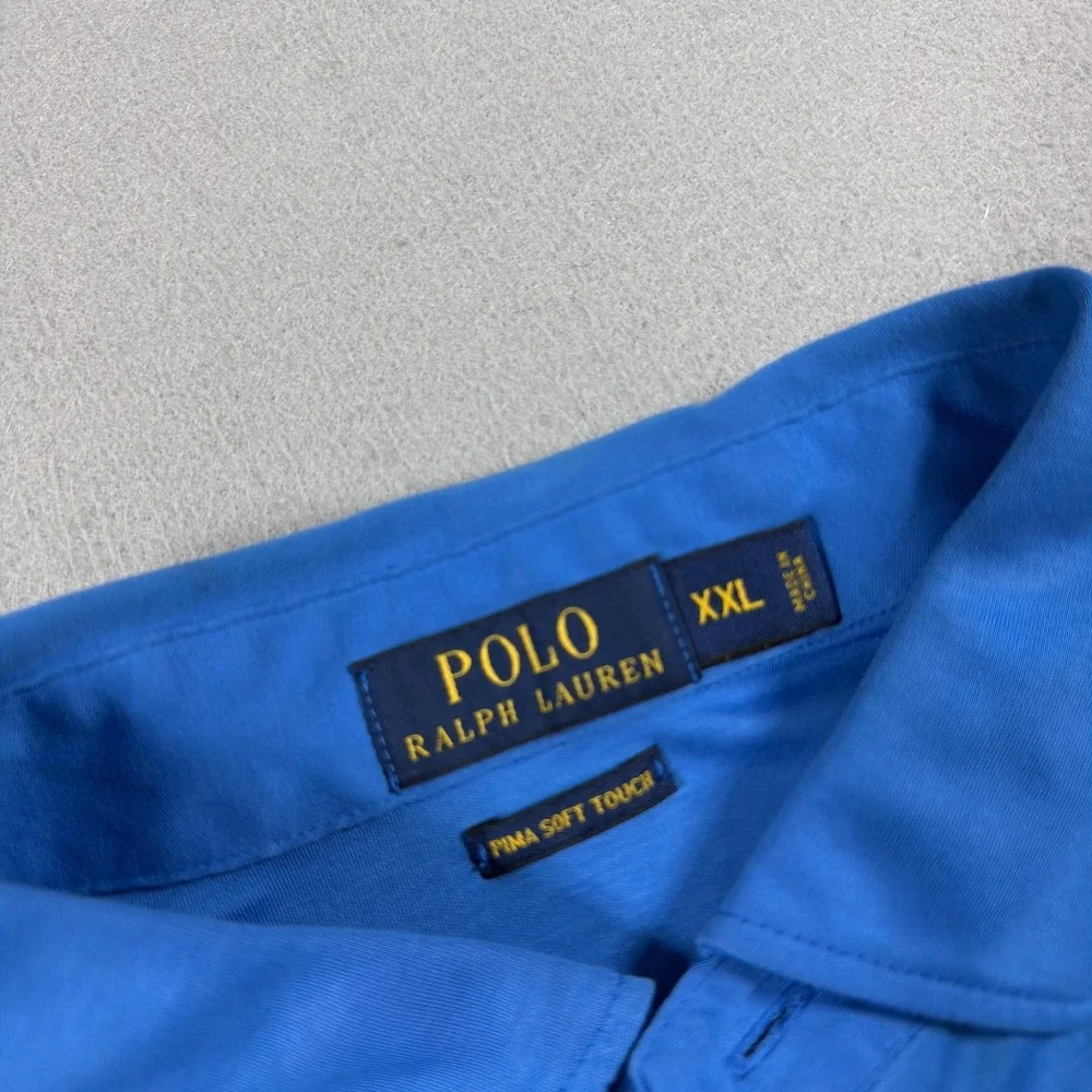 Polo Ralph Lauren Polo Shirt Mens 2XL Blue Pima Soft‎ Touch Short Sleeve Casual